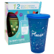 Set 12 pahare reutilizabile cu capac si pai, schimbare culoare